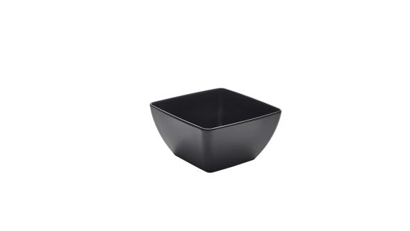 Black Melamine Curved Square Bowl 19cm - Genware