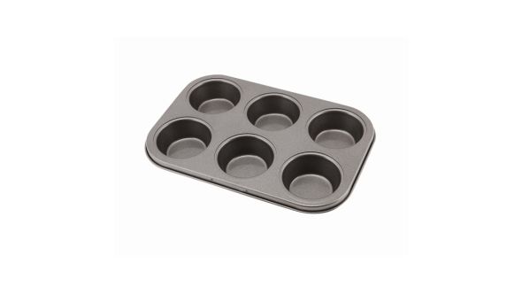 Carbon Steel Non-Stick 6 Cup Muffin Tray - Genware