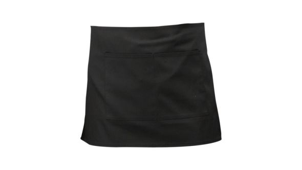 Black Short Apron W/ Split Pocket  70cm x 37cm - Genware