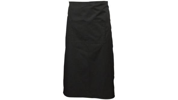 Black Long Apron W/ Split Pocket 90cm Long - Genware