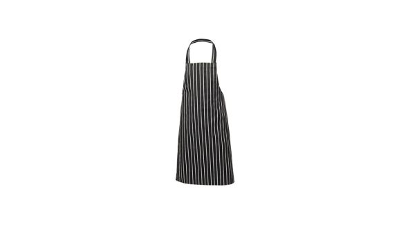 Black Butchers Stripe Bib Apron 70x100cm - Genware