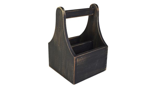 Black Wash Wooden Table Caddy NAT-CDB