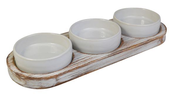 White Washed Wooden Dips Tray NAT-DTW