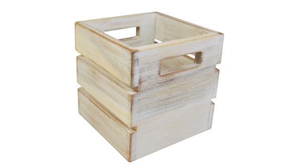 White Washed Mini Crate 16 x 16 x 16 xm - NAT-MCW