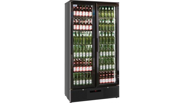 Prodis NT20-HC Double Door Black Finish Upright Bottle Cooler 340L