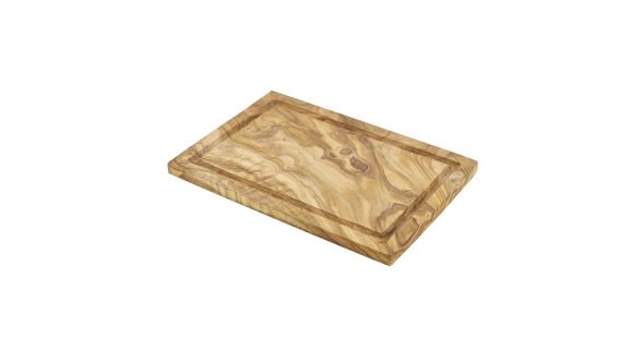 Olive Wood Serving Board W/ Groove 30X20cm+/- - Genware