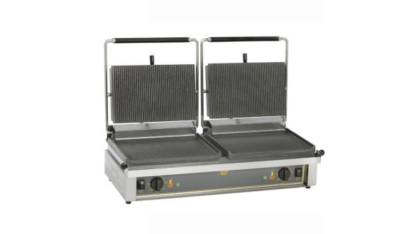 Roller Grill DOUBLE PANINI R Large Double -  Ribbed Top and Base Plates Contact Grill