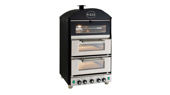 King Edward PK2W Pizza King Oven - Double Deck With Warmer - Black