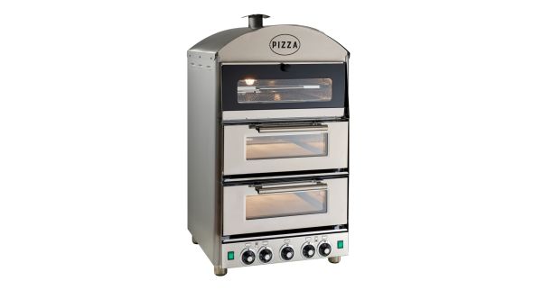 King Edward PK2W-SS Pizza King Oven - Double Deck With Warmer - Stainless Steel