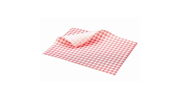 Greaseproof Paper Gingham Print Red 25X20cm - Genware