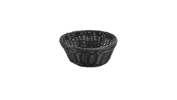 Black Round Polywicker Basket 21Ø x 8cm - Genware