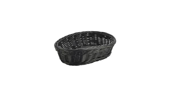 Black Oval Polywicker Basket 22.5 x 15.5 x 6.5cm - Genware