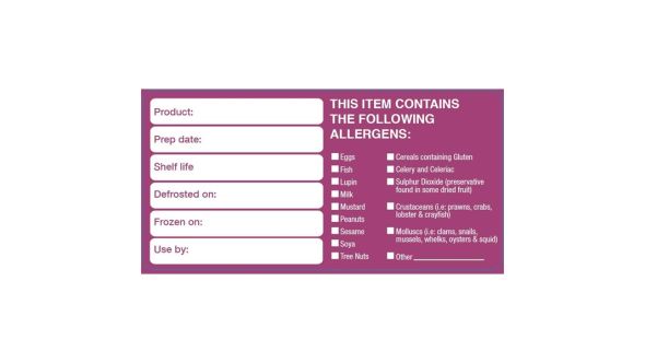 50x100mm Removable Product/Allergen Label (500) - Genware