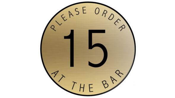 Table Number Discs Gold for Restaurant / Cafe / Pub - Please Order At The Bar - Singles