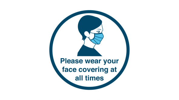 "Please Wear Your Face Mask At All Times" - Floor & Wall Vinyl Sticker / Sign 20cm