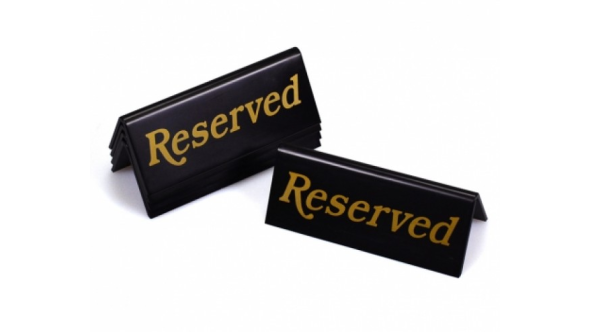 Black & Gold Reserved Table Sign For Restaurants / Cafes / Pubs - Pack of 5