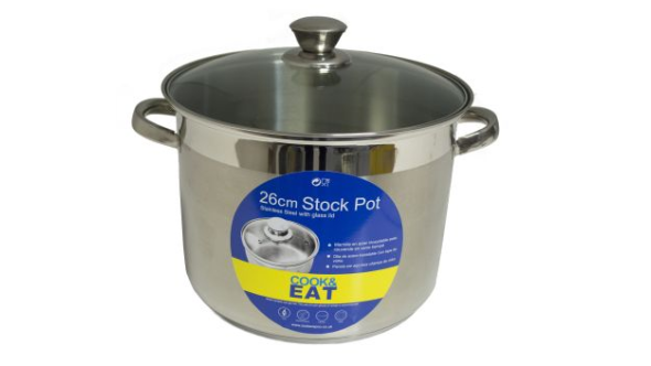 Stainless Steel Stockpot With Glass Lid 26cm - Cook & Eat CESP26