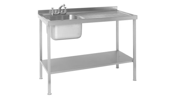 Parry Single Bowl Right Hand Drainer Sink - Stainless Steel L1200 x W600 x W900 - SINK1260R