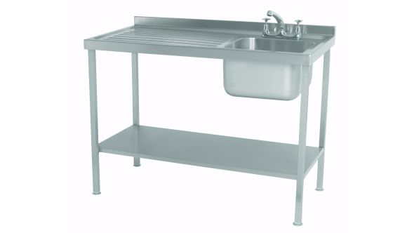 Parry Single Bowl Left Hand Drainer Sink - Stainless Steel L1400 x W700 x W900 - SINK1470L