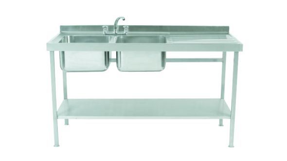 Parry Double Bowl Right Hand Drainer Sink - Stainless Steel L1800 x W700 x W875 - SINK1870DBR