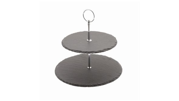 Genware Slate 2-Tier Cake Stand 20/25cm