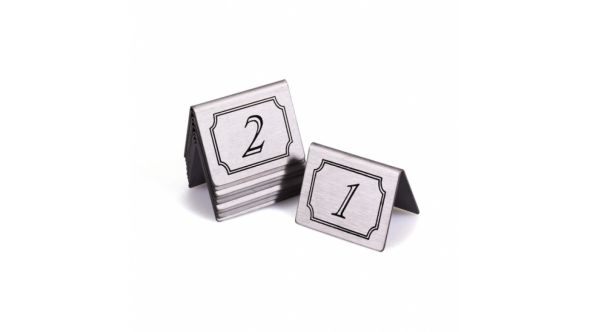 Stainless Steel Restaurant / Pub / Cafe Table Numbers - 50x50mm - Set of 10 - Pick your numbers