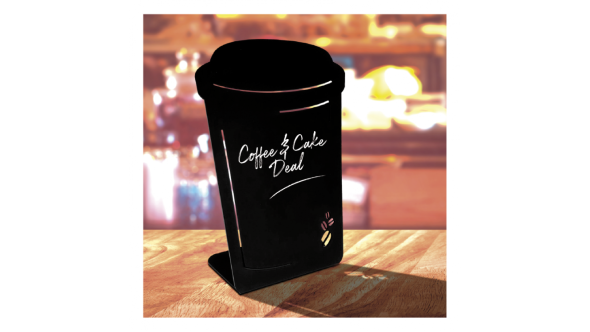 Coffee Cup Shaped Chalk Board Tabletop Message Board