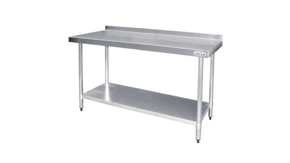 Vogue Stainless Steel Prep Table with Upstand - T381 - 900(H) x 1200(W) x 600(D)mm