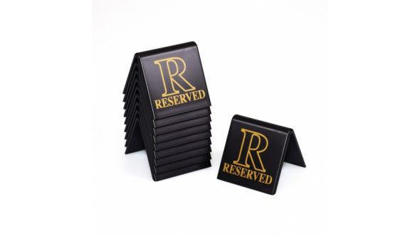 Black & Gold Reserved Table Sign For Restaurants / Cafes / Pubs - Pack of 10