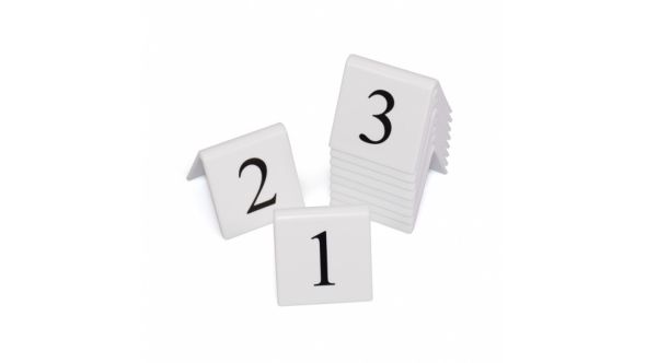 White Restaurant / Pub / Cafe Table Numbers - 50x50mm - Set of 10 - Pick your numbers