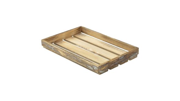 Wooden Crate Dark Rustic Finish 35X23X4cm - Genware