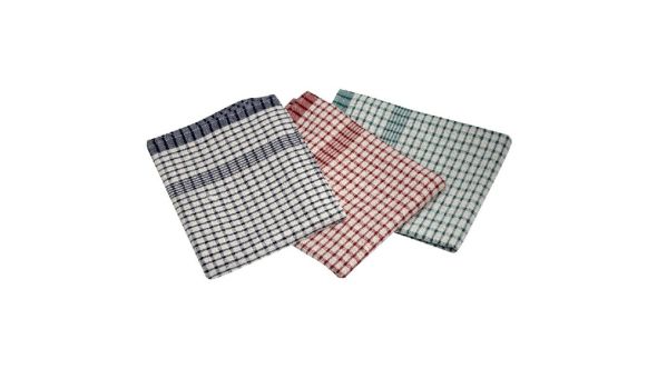 Cotton Check Towel 46X69cm 10Pcs Mix Colours - Genware TW02