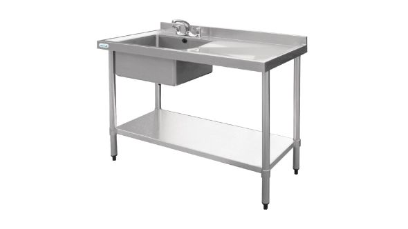 Vogue Stainless Steel Sink Right Hand Drainer 1200x600mm - U904