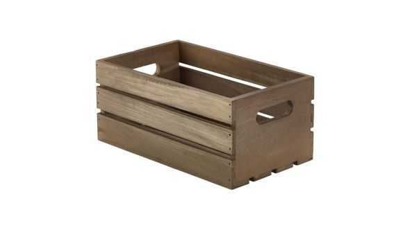 Wooden Crate Dark Rustic Finish 27 x 16 x 12cm - Genware