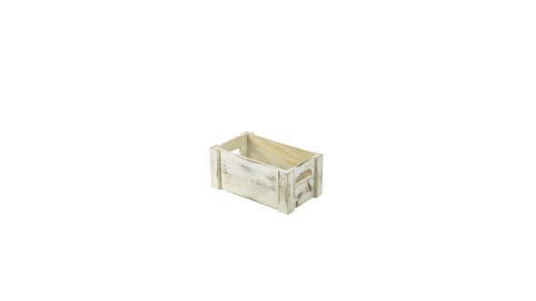 Wooden Crate White Wash Finish 27 x 16 x 12cm - Genware