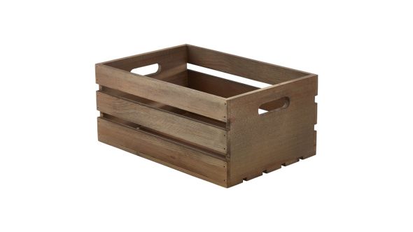 Wooden Crate Dark Rustic Finish 34X23X15cm - Genware