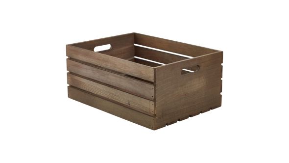 Wooden Crate Dark Rustic Finish 41X30X18cm - Genware