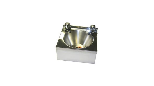 Stainless steel wash hand basin.