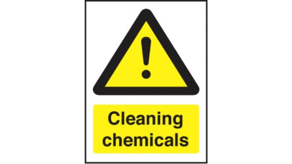 Cleaning chemicals safety sign 150x200mm self-adhesive 