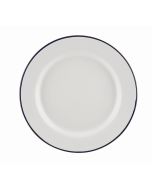 Enamel Wide Rim Plate White & Blue 20cm - Genware