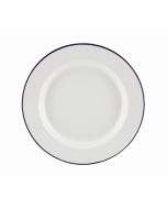 Enamel Wide Rim Plate White & Blue 26cm - Genware