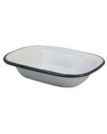 Enamel Pie Dish 18 x 13cm - Grey Rim