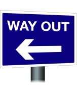 Way Out Sign - Left Arrow 300x400mm Wall Mounted