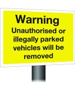 Warning vehicles will be removed .  300x400mm W/M