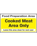 Food prep area. Cooked food only. 100x200mm. S/A