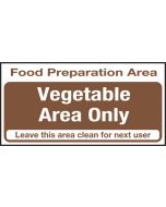 Food prep area. Vegetables only. 100x200mm. S/A