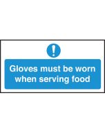 Gloves must be worn when serving food. 100x200mm S/A