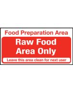 Food Prep Raw Food Area Only. 100x200mm S/A