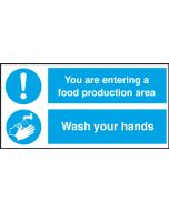 Food Production Area / Wash Your Hands. 150x300mmm