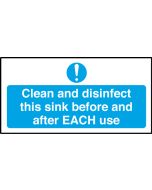 Clean & Disinfect this sink before & after each use. 100x200mm